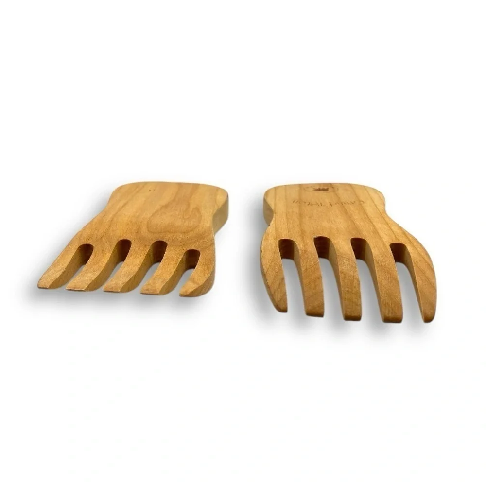 Bear Paw Wooden Salad/Pasta Hands Servers Grand Teton Wyoming Salad Pasta